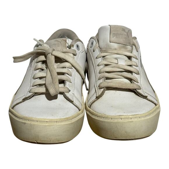 Puma Carina 2.0 Triple White Leather Sneakers Women's Size 7 Casual Low Top Shoe - Picture 2 of 8